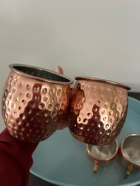 Hammered Copper Moscow Mule Mug Set With Ice Bucket